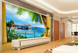 Revêtement mural 3D paysage mer tropicale