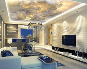 Idées de décors pour plafond avec effet trompe l'oeil dans un salon