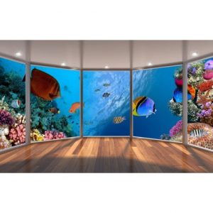 Revêtement mural effet 3D et trompe l'oeil aquarium