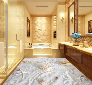 Exemple de décoration d'une salle de bain avec sol en vinyle