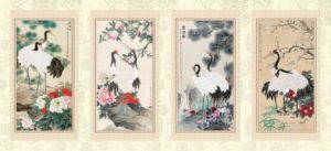 Tableaux de peinture asiatique - Les grues du Japon