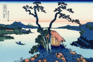 Ukiyo-e Estampe japonaise "Le lac Suwa dans la province de Shinano"