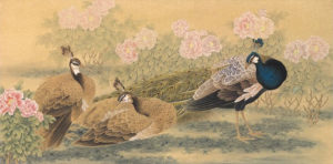 Peinture traditionnelle chinoise - Les paons dans le jardin de pivoine